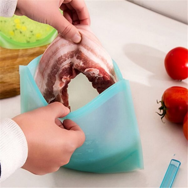 Urijk Reusable Silicone Vacuum Seal Food Fresh Bag Fruit Meat Milk Storage Containers Refrigerator Bag Ziplock 2