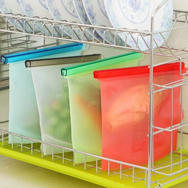 Urijk Reusable Silicone Vacuum Seal Food Fresh Bag Fruit Meat Milk Storage Containers Refrigerator Bag Ziplock 3