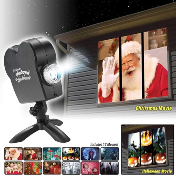Window Wonderland Projector with 12 Movies Christmas Halloween Window Projector Party Holiday Decoration Dropshipping 2