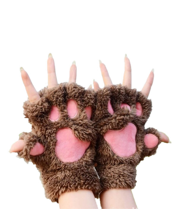 Zime Žene slatka mačka kandža šapa plišane rukavice kratke rukavice bez prsta polovice prstiju rukavice 10 1.jpg 640x640 10 1