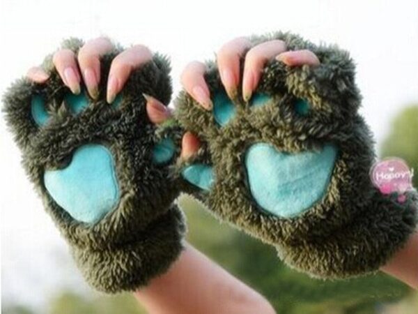 Winter Women Cute Cat Claw Paw Plush Mittens Short Fingerless Gloves Half Finger Gloves 7.jpg 640x640 7