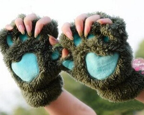 Winter Women Cute Cat Claw Paw Plush Mittens Short Fingerless Gloves Half Finger Gloves 7.jpg 640x640 7