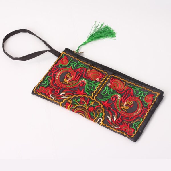 Women Ethnic National Retro Butterfly Flower Bags Handbag Coin Purse Embroidered Lady Clutch Tassel Small Flap 2