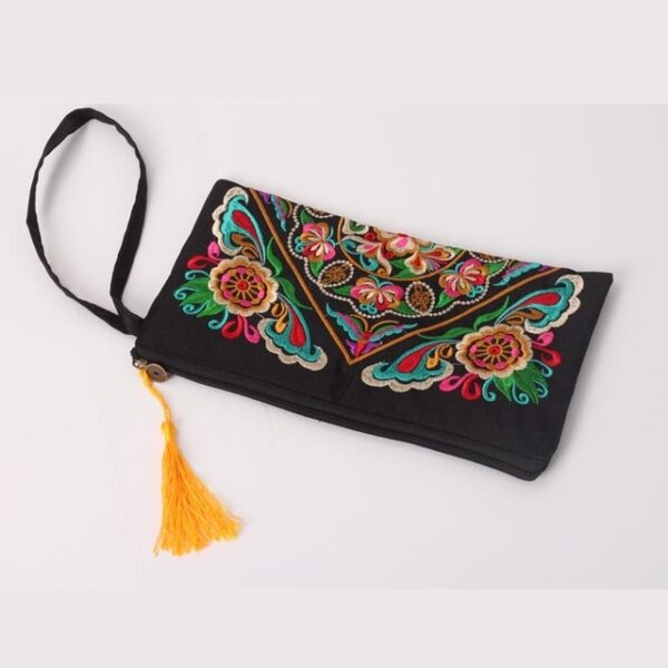 Women Ethnic National Retro Butterfly Flower Bags Handbag Coin Purse Embroidered Lady Clutch Tassel Small