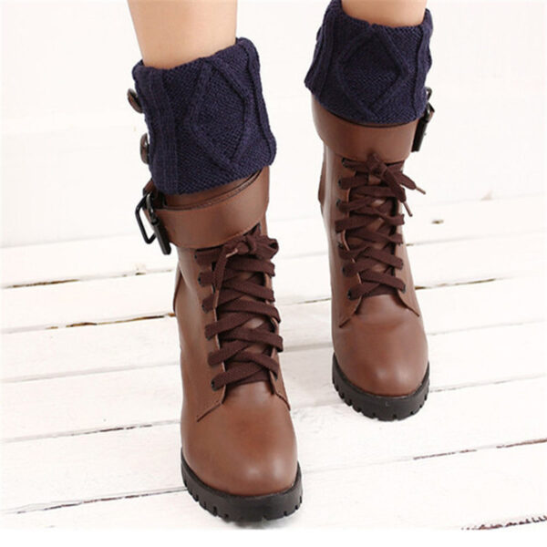 Women Winter Short Leg Warmers Fashion Button Crochet Knit Boot Socks Toppers Cuffs Retail Wholesale 1