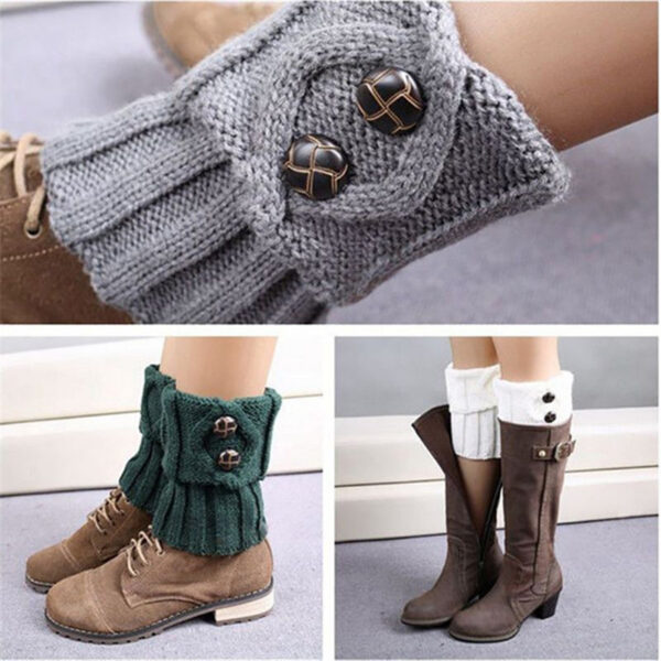 Women Winter Short Leg Warmers Fashion Button Crochet Knit Boot Socks Toppers Cuffs Retail Wholesale 3