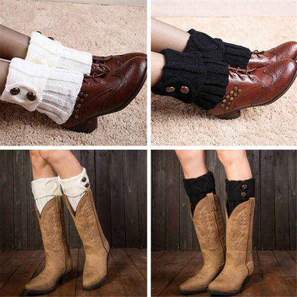 Women Winter Short Leg Warmers Fashion Button Crochet Knit Boot Socks Toppers Cuffs Retail Wholesale 4