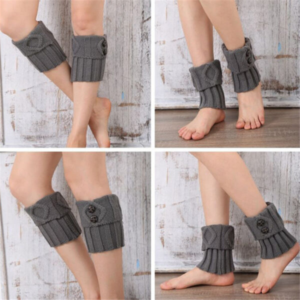 Women Winter Short Leg Warmers Fashion Button Crochet Knit Boot Socks Toppers Cuffs Retail Wholesale 5