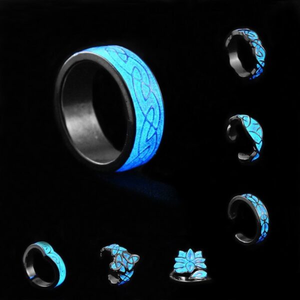 Women s Luminous Ring Glow In The Dark Fluorescent Glowing Stone Fashion Silver Plated party Jewelry 1