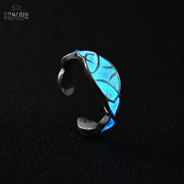 Women s Luminous Ring Glow In The Dark Fluorescent Glowing Stone Fashion Silver Plated party Jewelry 3