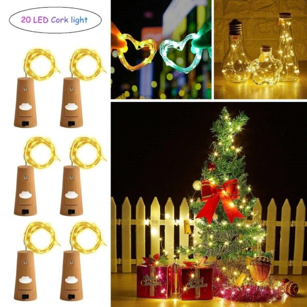 1 PC 15 20 LED Wine Bottle Stopper Cork String Light DIY Fairy Copper Wire Outdoor 1