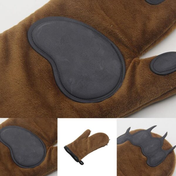 1 Pair Cute Bear Paw Kitchen Insulated Non Slip Glove Thickening High Temperature Oven Glove Cooking 5