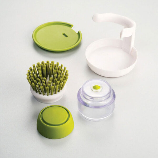 1PCS Palm Scrub Dish Brush nga adunay Panghugas sa Liquid Soap Dispenser Storage Stand Tool sa Paglimpyo sa Kusina 5