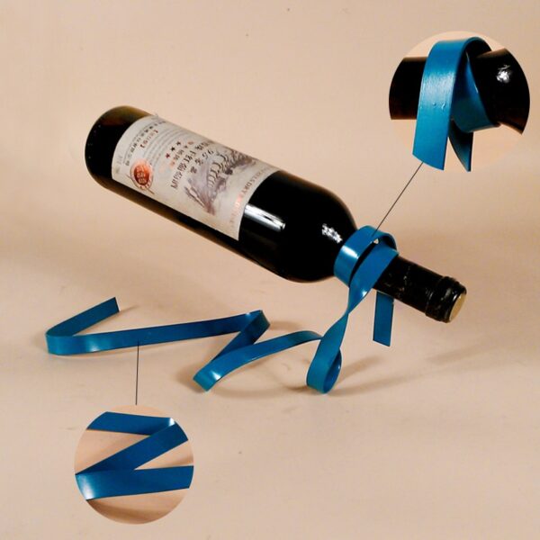 1Pc Hot New Novelty Iron Bottle Holder Suspension Stand Suspended Ribbon Wine Rack 3