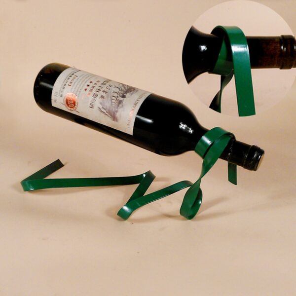 1Pc Hot New Novelty Iron Bottle Holder Suspension Stand Suspended Ribbon Wine Rack 4