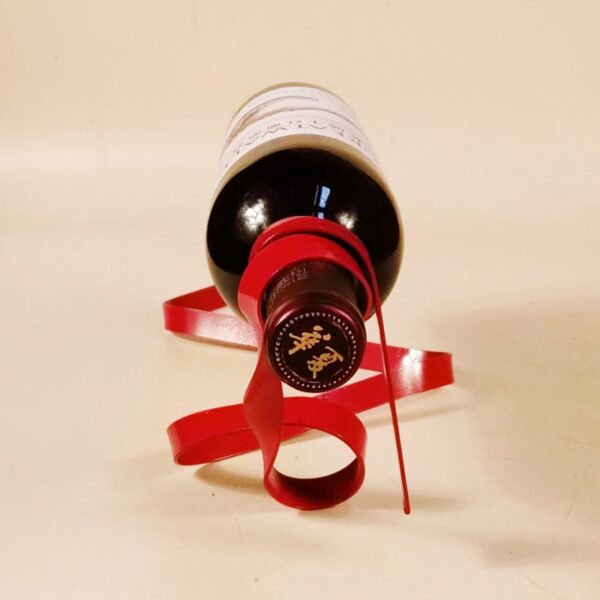 1Pc Hot New Novelty Iron Bottle Holder Suspension Stand Suspended Ribbon Wine Rack 5