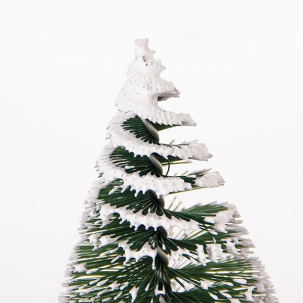 1pcs Small DIY Christmas Tree Fake Pine Tree Mini Sisal Bottle Brush Christmas Tree Santa Snow 4