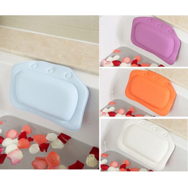 2016 New 4 Colors Bathroom Supplies Waterproof Bathtub Spa Bath Pillow with Suction Cups Head Neck 1