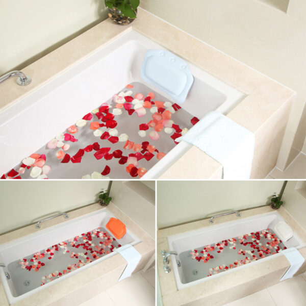 2016 New 4 Colors Bathroom Supplies Waterproof Bathtub Spa Bath Pillow with Suction Cups Head Neck 2