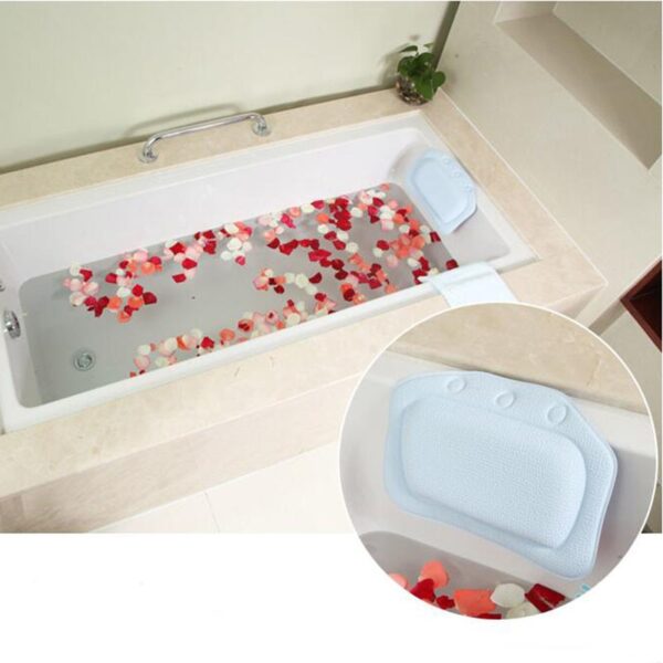 2016 New 4 Colors Bathroom Supplies Waterproof Bathtub Spa Bath Pillow with Suction Cups Head Neck