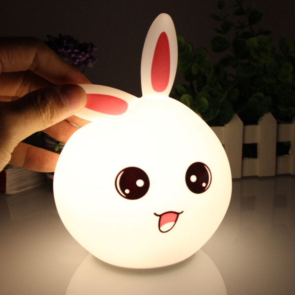 2018 New LED Rabbit Night Light Multicolor Silicone Touch Sensor Tap Control Nightlight For Children Baby 3