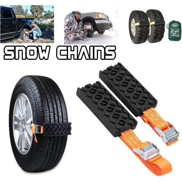 2PCS Car Snow Chains Anti Skid Antiskid Chain Universal Rubber Nylon Snow Mud Chain Saloon Car 1