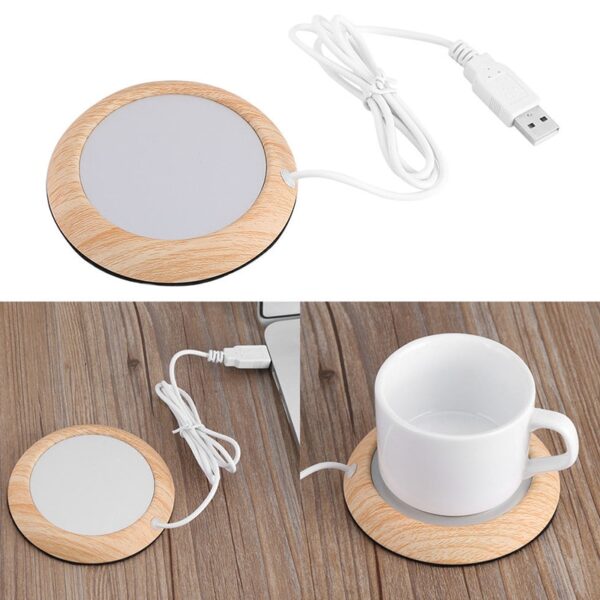 3 Colors USB Wood Grain Cup Warmer Heat Beverage Mug Mat Keep Drink Warm Heater Mugs