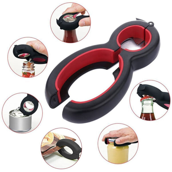 6 in 1 Multi Function Twist Bottle Opener All in One Jar Gripper Can Wine Beer