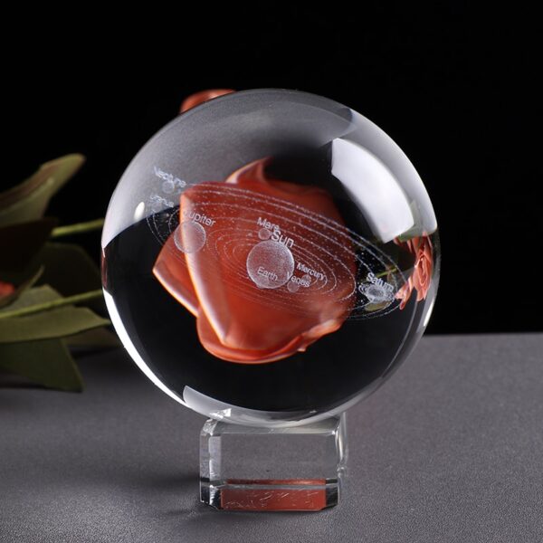6CM Laser Engraved Solar System Ball 3D Miniature Planets Model Sphere Glass Globe Ornament Home Decor 2