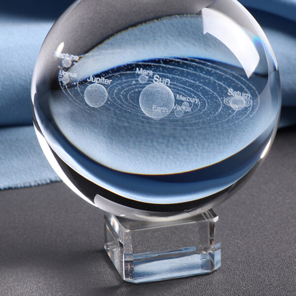 6CM Laser Engraved Solar System Ball 3D Miniature Planets Model Sphere Glass Globe Ornament Home Decor 3