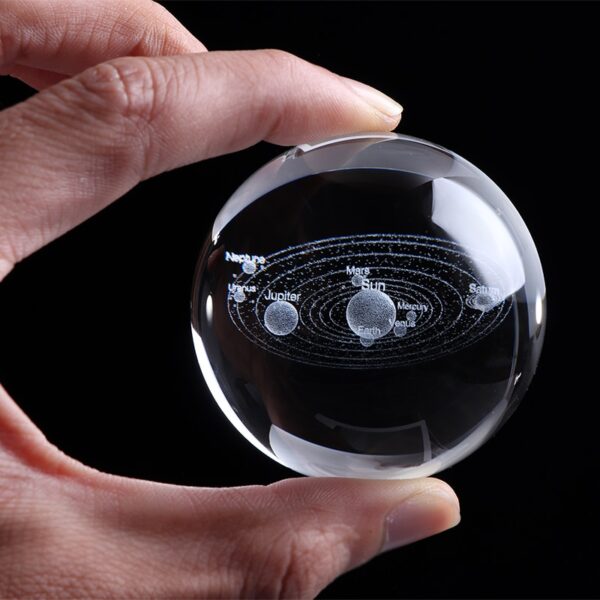 6CM Laser Engraved Solar System Ball 3D Miniature Planets Model Sphere Glass Globe Ornament Home Decor 5