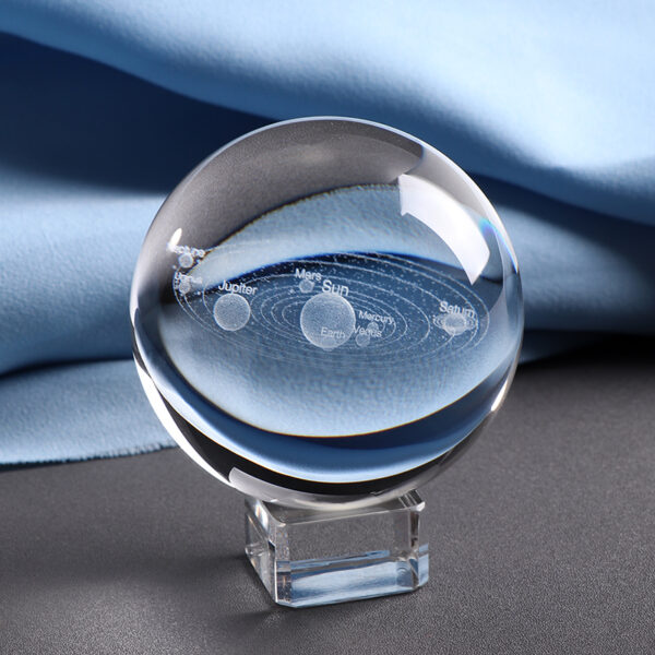 6CM Laser nga Gikulit nga Solar System Ball 3D Miniature Planets Model Sphere Glass Globe Ornament Home Decor