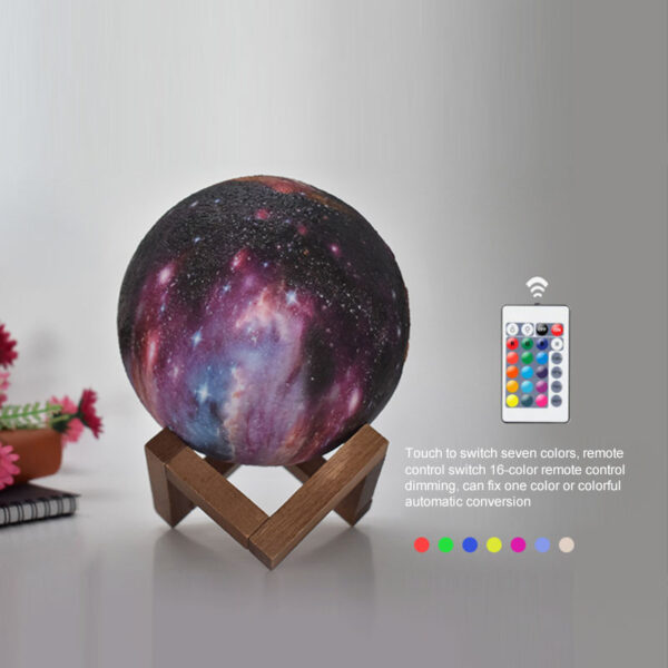 8CM Stíl Nua 3D Priontáil Star Moon Lampa Athrú Datha Dteagmháil le Maisiú Baile Bronntanas Cruthaitheach USB 2