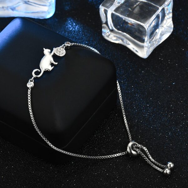 ANFASNI Hot Selling Cute Cat Adjustable Charm Bracelet Clear Cubic Zirconia Bangle Bracelets For Women Jewelry 1