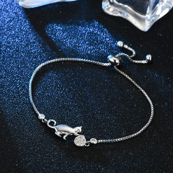 ANFASNI Hot Selling Cute Cat Adjustable Charm Bracelet Clear Cubic Zirconia Bangle Bracelets For Women Jewelry 2