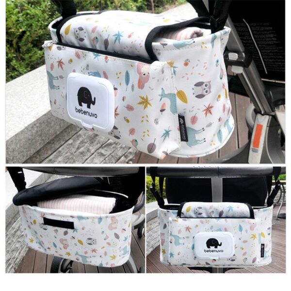 Baby Stroller Organizer Bag Mummy Diaper Bag Hook Baby Carriage Hanging Storage Bag Cartoon Folding Elephant