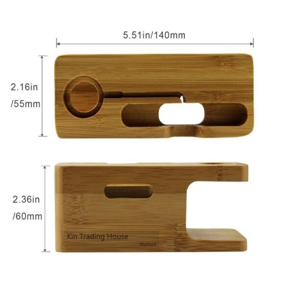 Bamboo Wood Charger Station para sa Apple Watch Charging Dock Station Charger Stand Holder para sa iPhone 5s 2