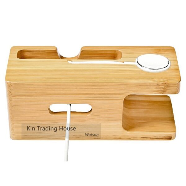 Bamboo Wood Charger Station para sa Apple Watch Charging Dock Station Charger Stand Holder para sa iPhone 5s 5