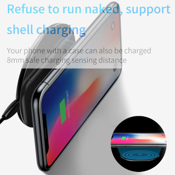 Baseus 10W Qi Wireless Charger Ya iPhone X Xr Xs Max Glass Fast Wirless Wireless Charging 4