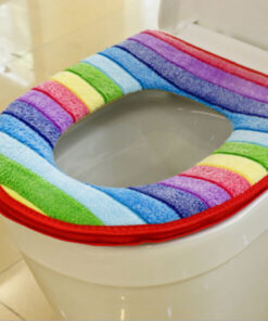 Bathroom Rainbow Stripes Warmer Toilet Seat Cloth Closestool Cover Pads Well 2.jpg 640x640 2