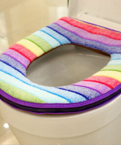 Bathroom Rainbow Stripes Warmer Toilet Seat Cloth Closestool Cover Pads Well 3.jpg 640x640 3
