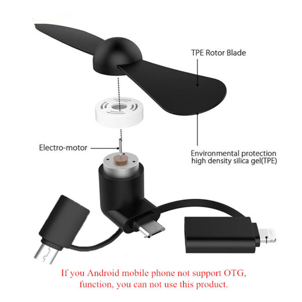 BinFul Portable USB Fans 3 in 1 Mini Cooling for Samsung Huawei Android Phone Cooling Fan 1