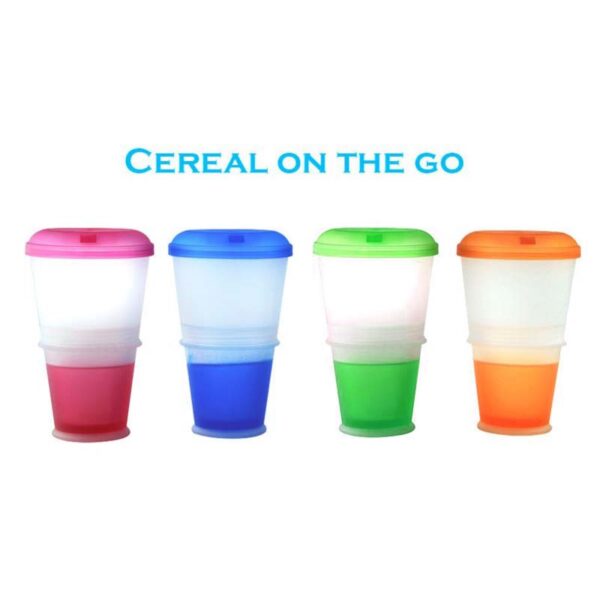 Breakfast Cup Creative Oatmeal Cup Cereal To Go PP Material Snack Cup With Lid Foldable Spoon 2