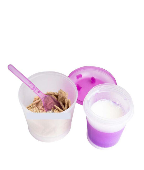 Breakfast Cup Creative Oatmeal Cup Cereal To Go PP Material Snack Cup With Lid Foldable Spoon 3 1