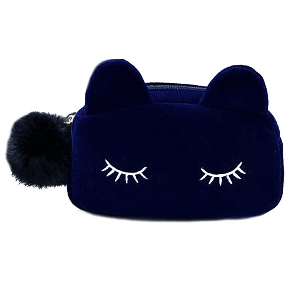 Cartoon Cat Velvet Solid Color Makeup Bags Cat Design Cosmetic Make Up Organizer Bag Women Bag 1