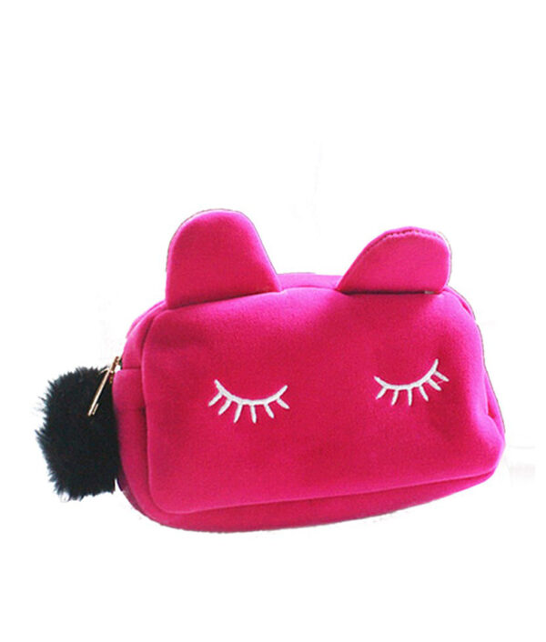 Cartoon Cat Velvet Solid Color Makeup Bags Cat Design Cosmetic Make Up Organizer Bag Women Bag 3 1
