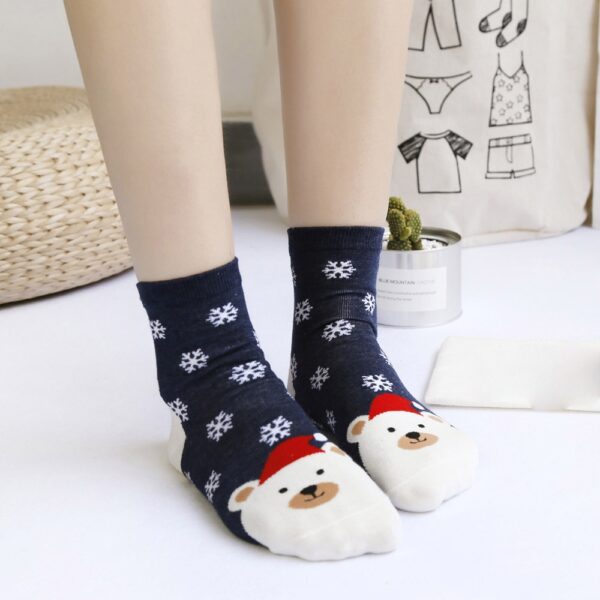Božićne kratke čarape Žene Djevojke Jesen Zima Crtani Djed Mraz ispis Casual čarape Slatke uniseks meke 1