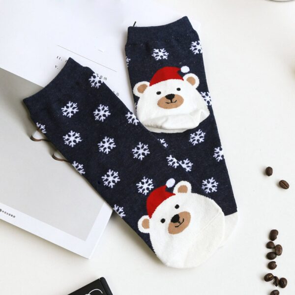 Christmas Short Socks Women Girls Autumn Winter Cartoon Santa Claus Printing Casual Socks Cute Unisex Soft 2