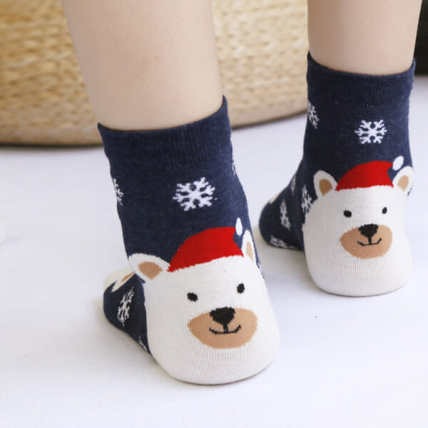 Pasko Mubo nga Medyas Babaye Mga Batang Babaye Autumn Winter Cartoon Santa Claus Pag-imprenta Casual Socks Cute Unisex Soft 3