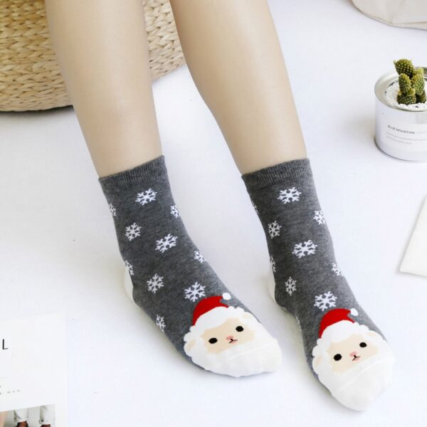 Christmas Short Socks Women Girls Autumn Winter Cartoon Santa Claus Printing Casual Socks Cute Unisex Soft 5